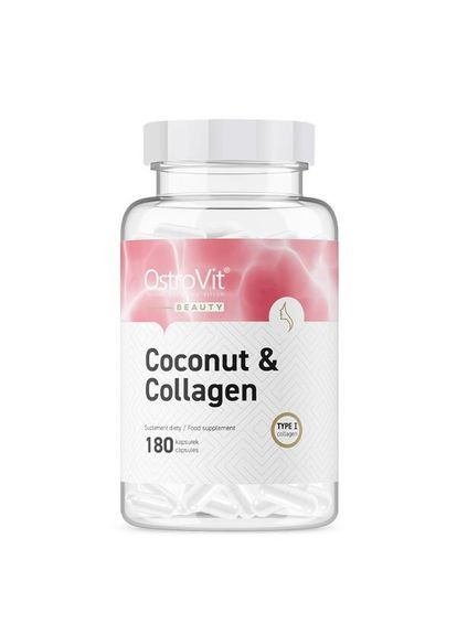 Морський колаген, кокосова олія і вітамін С Coconut & Collagen, 180 капсул Ostrovit (324420418)