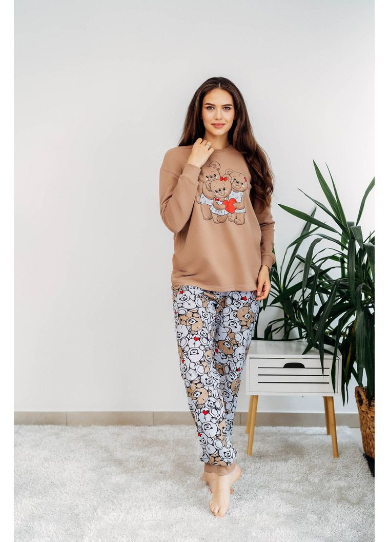 Комбинированная всесезон пижама женская 09-2681-09н темно-бежевый три мишки Авекстекс