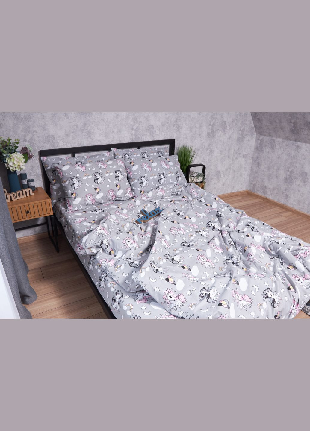 Комплект постільної білизни Бязь Gold Люкс «» полуторний 143х210 наволочки 2х40х60 (MS-820001788) Moon&Star Unicorn (285717941)