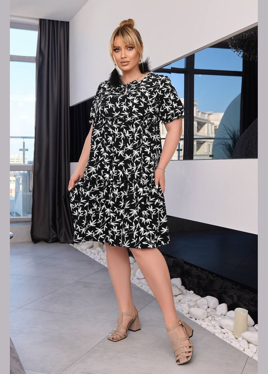 Черное женское платье из софта цвет черный р.50/52 455304 New Trend
