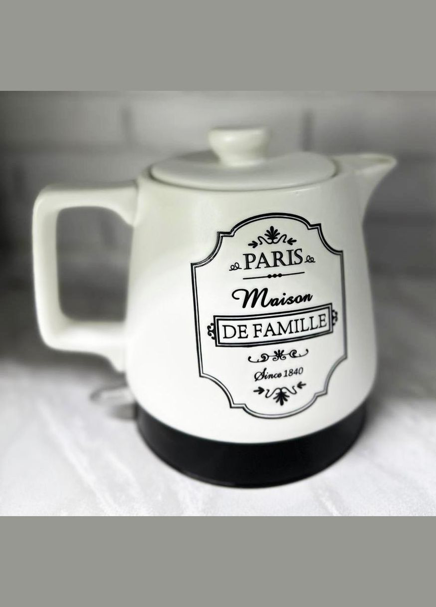 Керамічний електрочайник MR-072 Paris Maison De Famille Чорно-Білий 1л 1000 Вт Maestro (296925517)