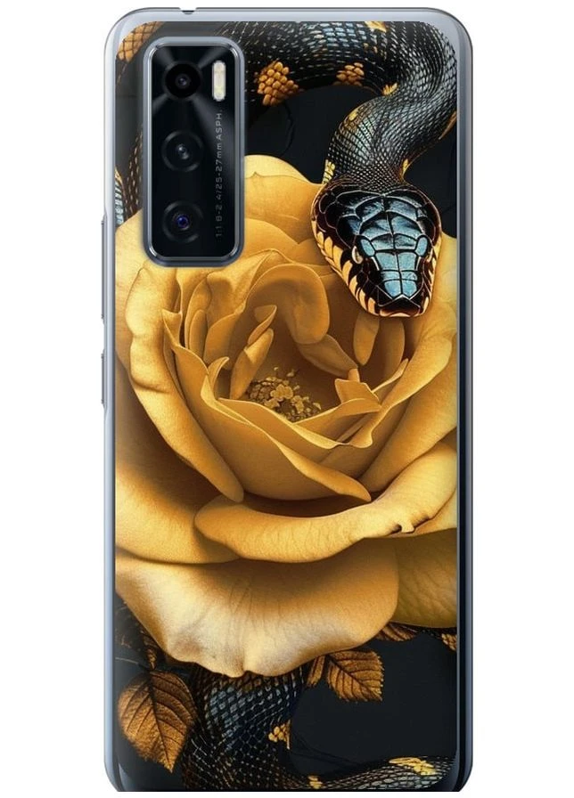 Силиконовый чехол 'Black snake and golden rose' для Endorphone Vivo V20 SE (286767195)
