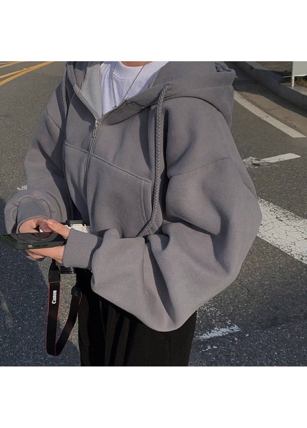 Укороченная толстовка тёплая на флисе с молнией и капюшоном Nositi 326-14 (361659506)