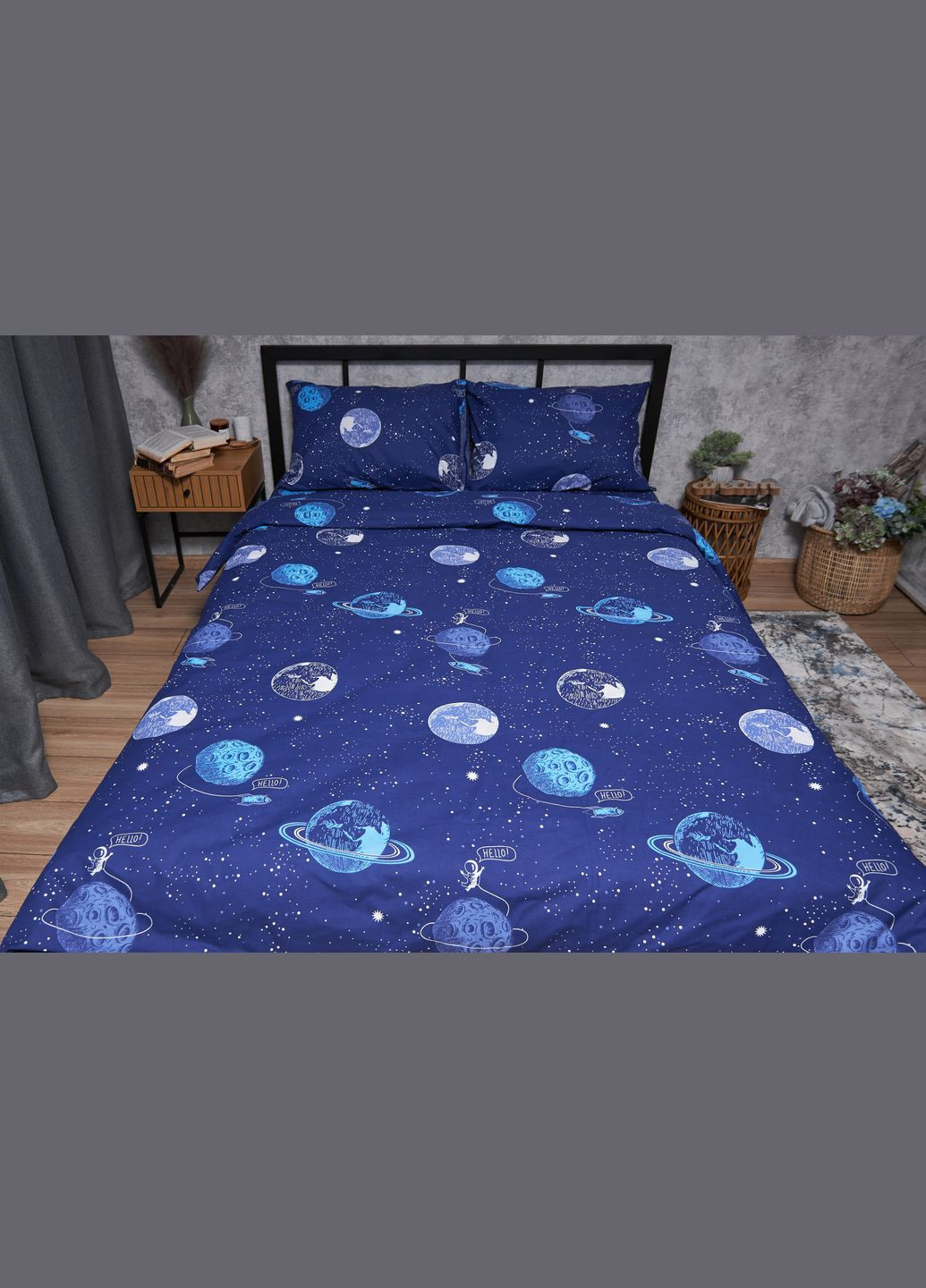 Комплект постельного белья Бязь Gold Люкс «» полуторный евро 160х220 наволочки 2х40х60 (MS-820004815) Moon&Star Planets (293148045)