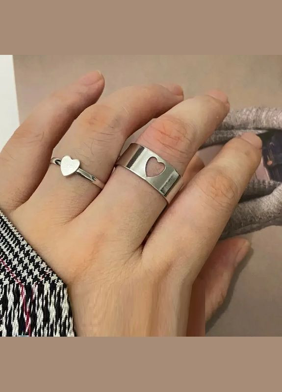 Набір кілець 2шт серцем регульовані парні кільця для двох закоханих No Brand (340463704)
