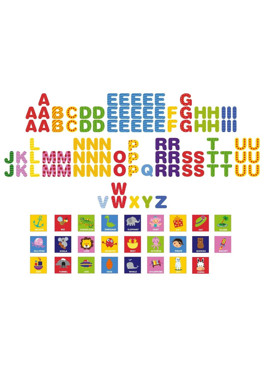 Магнитный набор-пазл Playtive Алфавит 126 элементов, магнитная доска, английские буквы и картинки China (358500936)