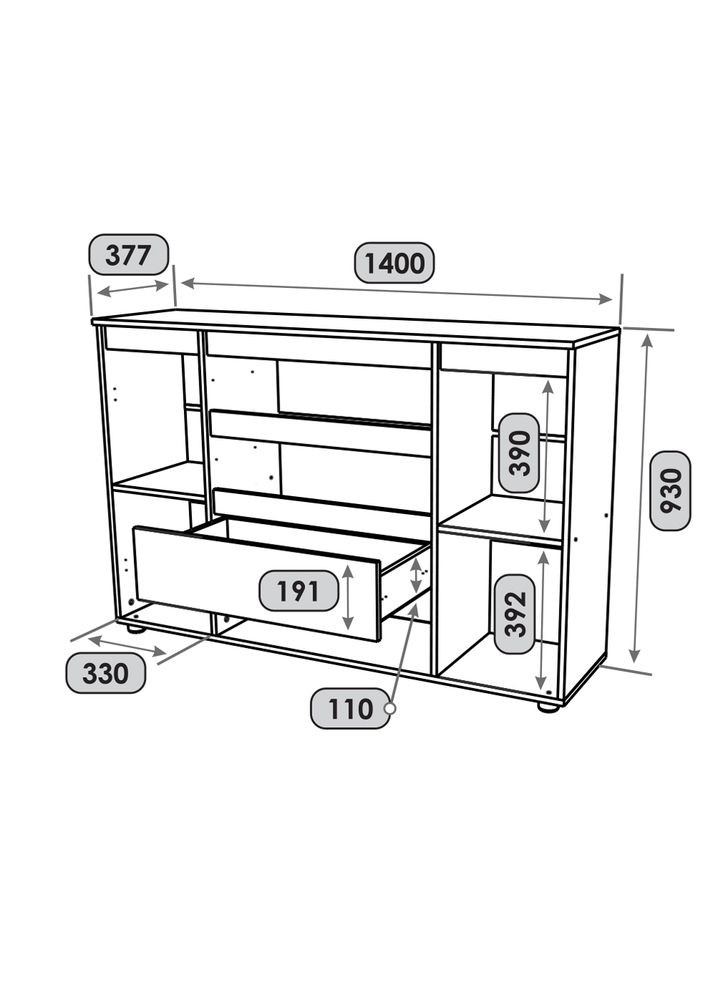 Комод КЛ-4 Лайт (телескопічні) 140х38х93 см (EVR-071077) Еверест (329296522)