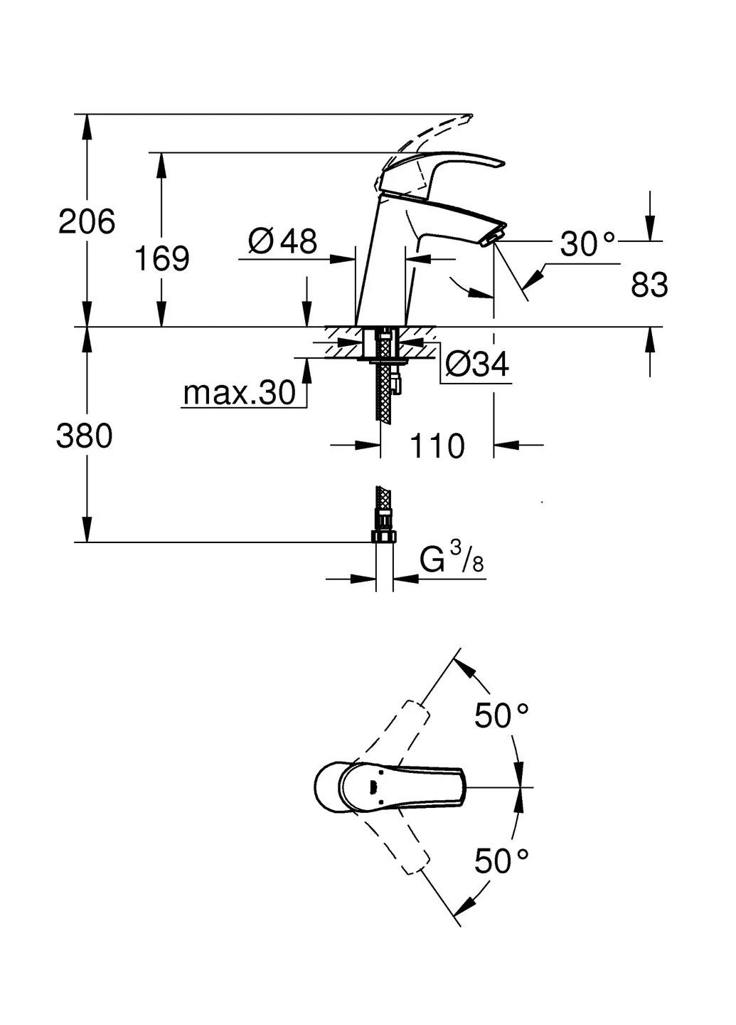 Набор смесителей для ванны 3в1 с New Tempesta 100 Eurosmart 123246MOL (123246MOL) Grohe (388593720)