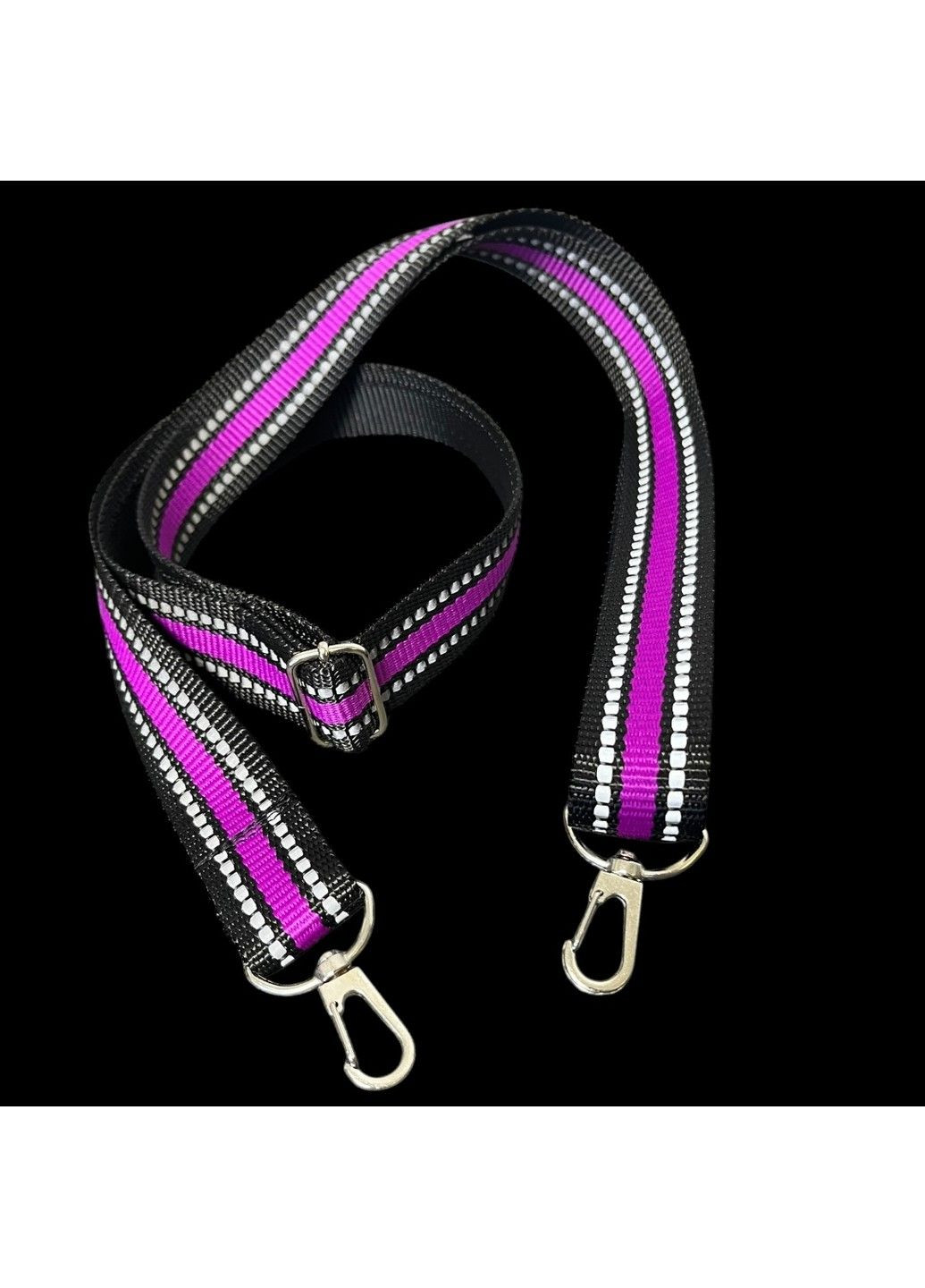 Довгий ремінь для сумки Svitashka світловідбиваючий 150 см. Чорно-фіолетовий. 25мм No Brand (311300782)