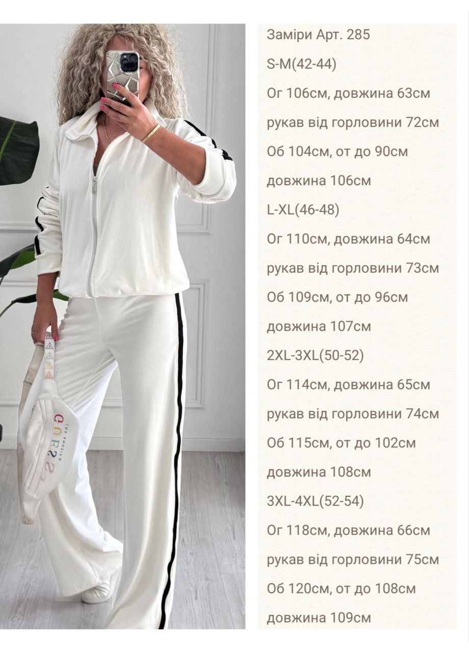 Велюровый костюм с лампасами брюки прямого кроя и кофта. Україна (361374835)