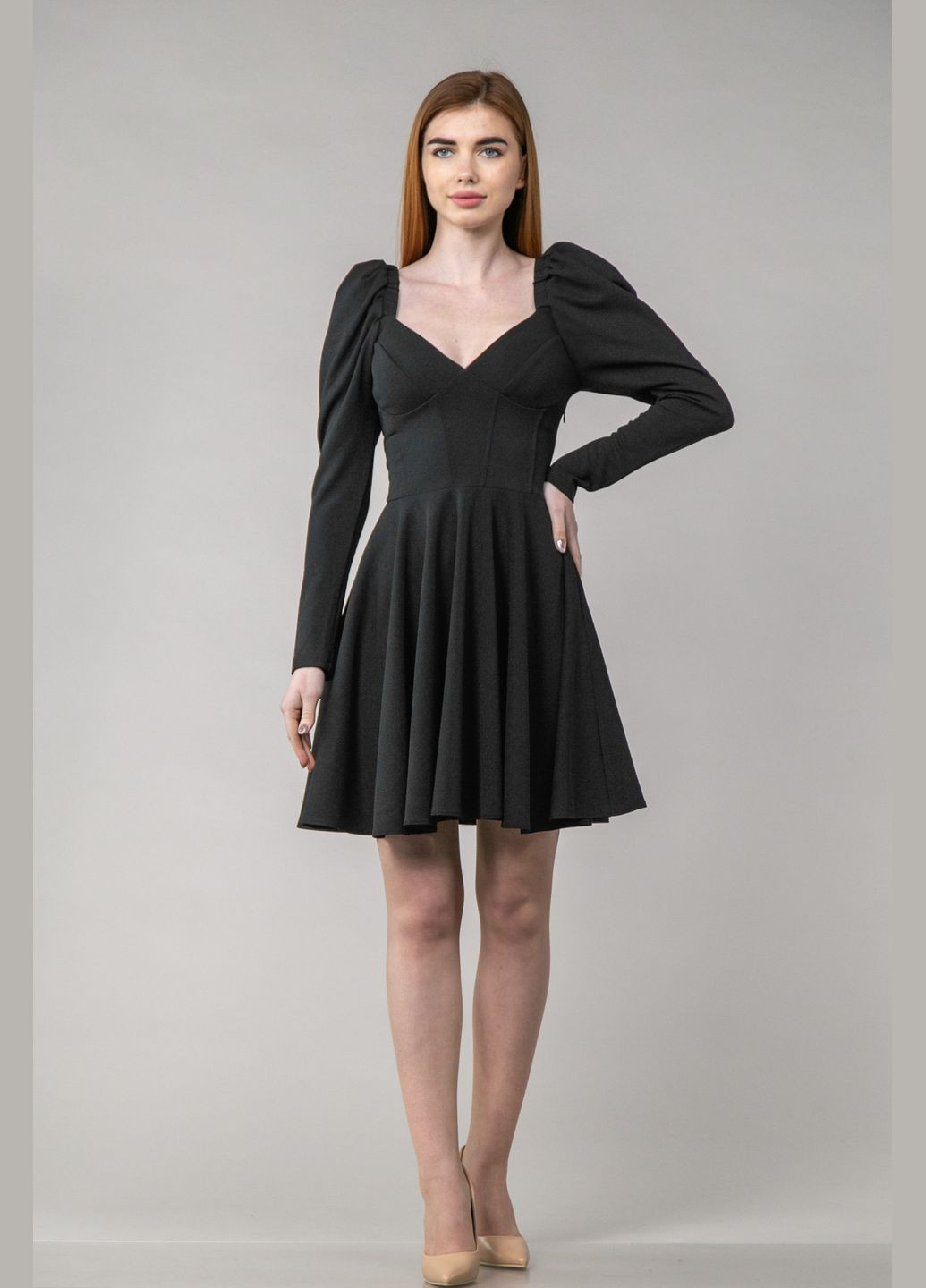 Черное праздничный, вечернее платье мини с имитацией корсета CHICLY однотонное