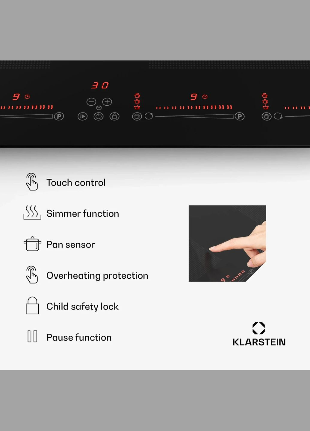 Индукционная плита Masterzone 60 Flex встроена в 4 гибкие зоны ThermoBoost макс. 9600 Вт Klarstein (338194810)