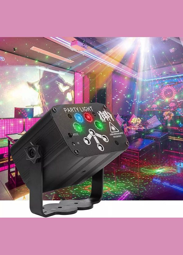 QR-419 LED 8 обьективів, ультрафіолет, стробоскоп, cвітломузика з пультом, лазерний диско проектор 360° Energolux (315832183)