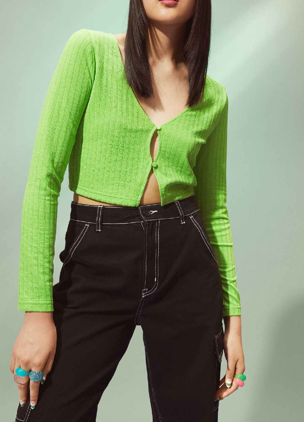 Зеленый демисезонный кардиган H&M