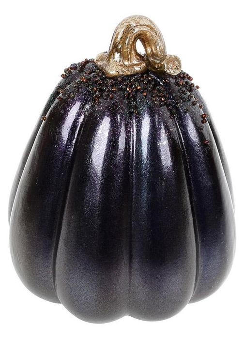 Декоративная фигура Тыква полистоун баклажан с золотом и бисером для интерьера украшение дома Bona (368991117)