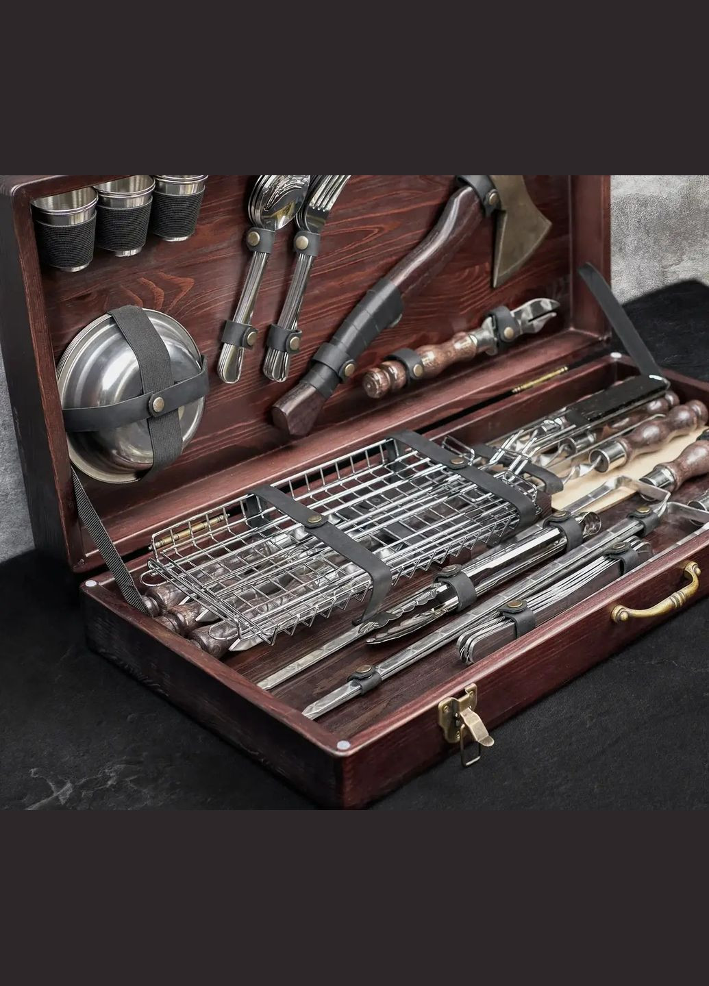 Подарочный набор для шашлыка из 43 предметов | Кейс натуральное дерево Handmade WC-008 (346085162)