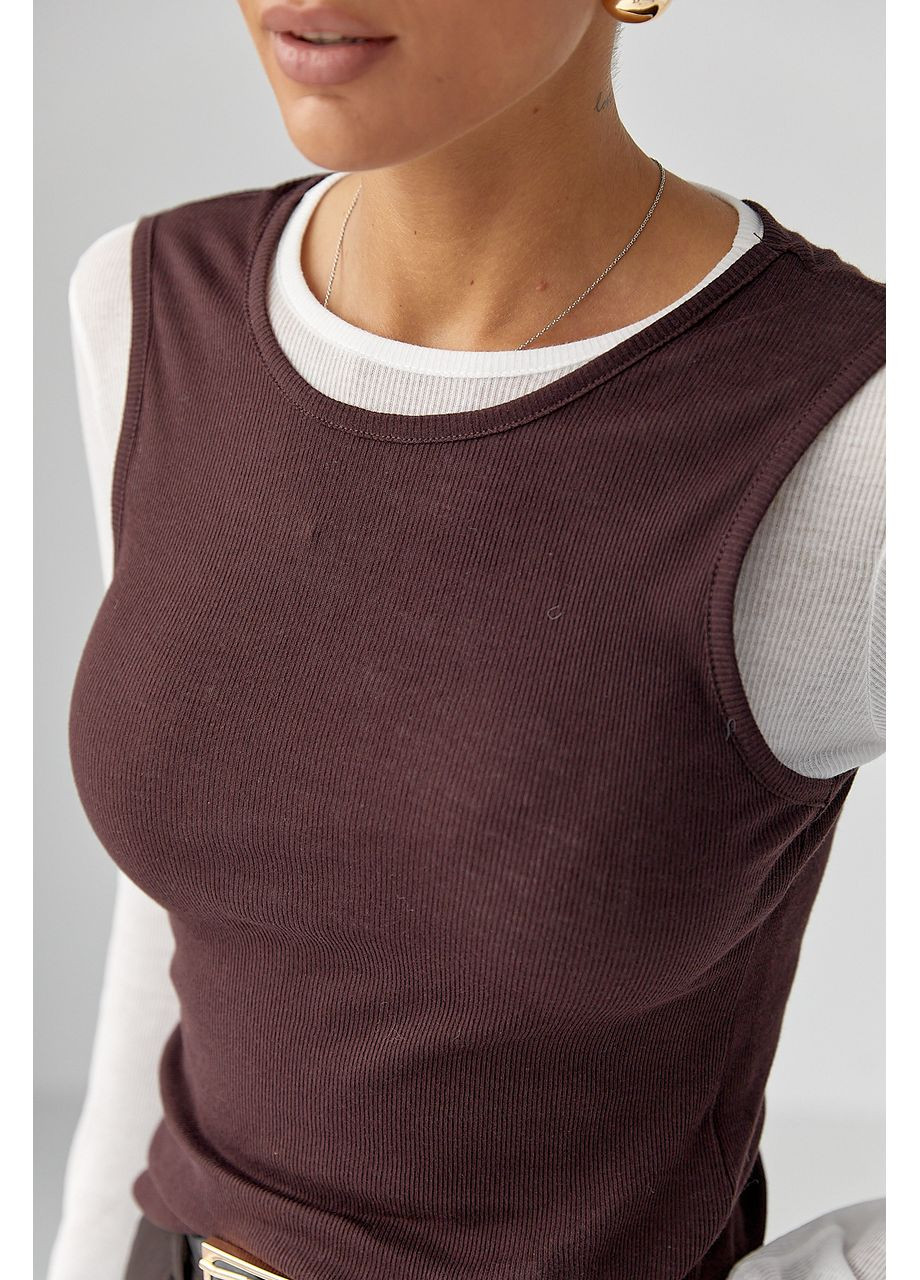 Двошаровий лонгслів у рубчик з імітацією жилетки Lurex (363555357)