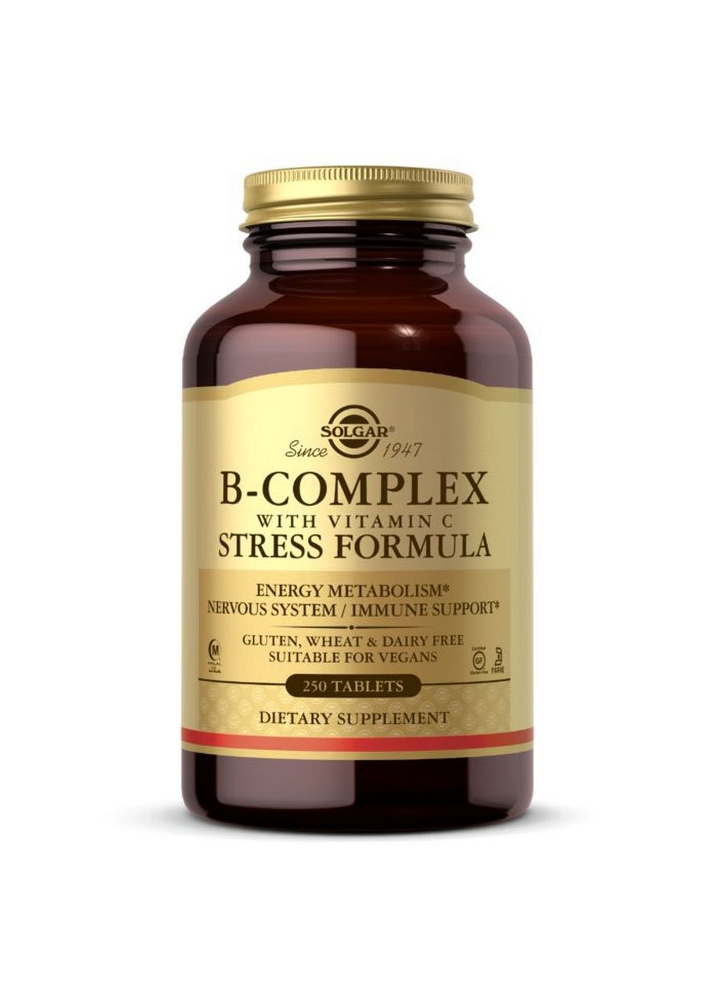 Вітаміни та мінерали B-Complex with Vitamin C Stress Formula, 250 таблеток Solgar (294927391)