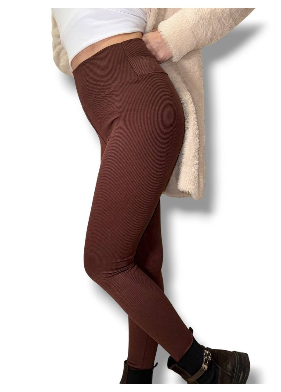 Лосины эластичные в рубчик женские с высоким широким поясом классические без утепления демисезон 99-101см No Brand Лосини в рубчик класичні без підкладки фуксія (342758756)