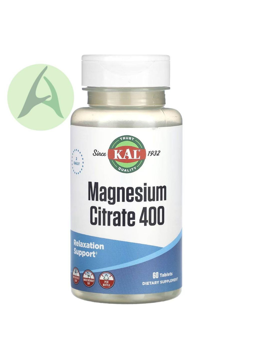 Цитрат магнію 400, 60 таблеток KAL (361858706)
