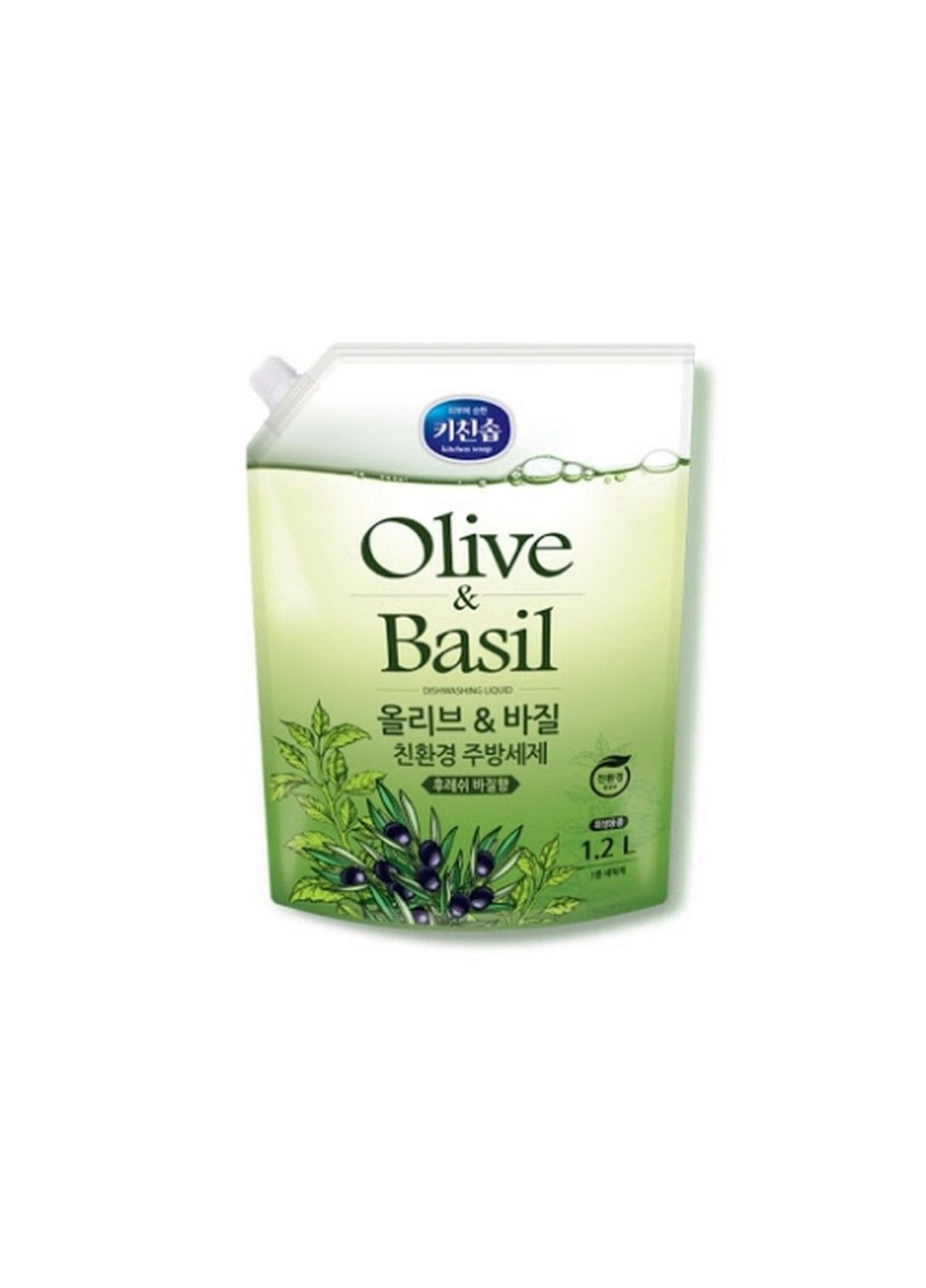 Засіб для миття посуду "Олива та базилік" Kitchen Soap Olive & Basil Dishwashing Liquid (запасний блок), 1,2 л Mukunghwa (283295742)