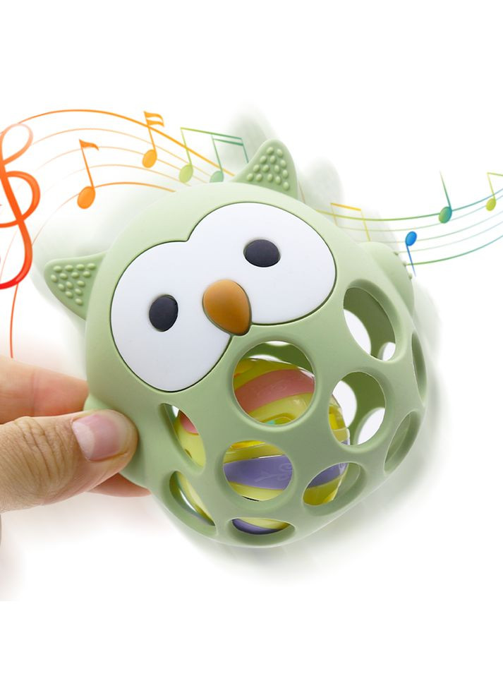 Набор силиконовой детской посуды для прикорма на присосках голубой с грызунком прорезывателем-погремушкой Cheeks (354830539)