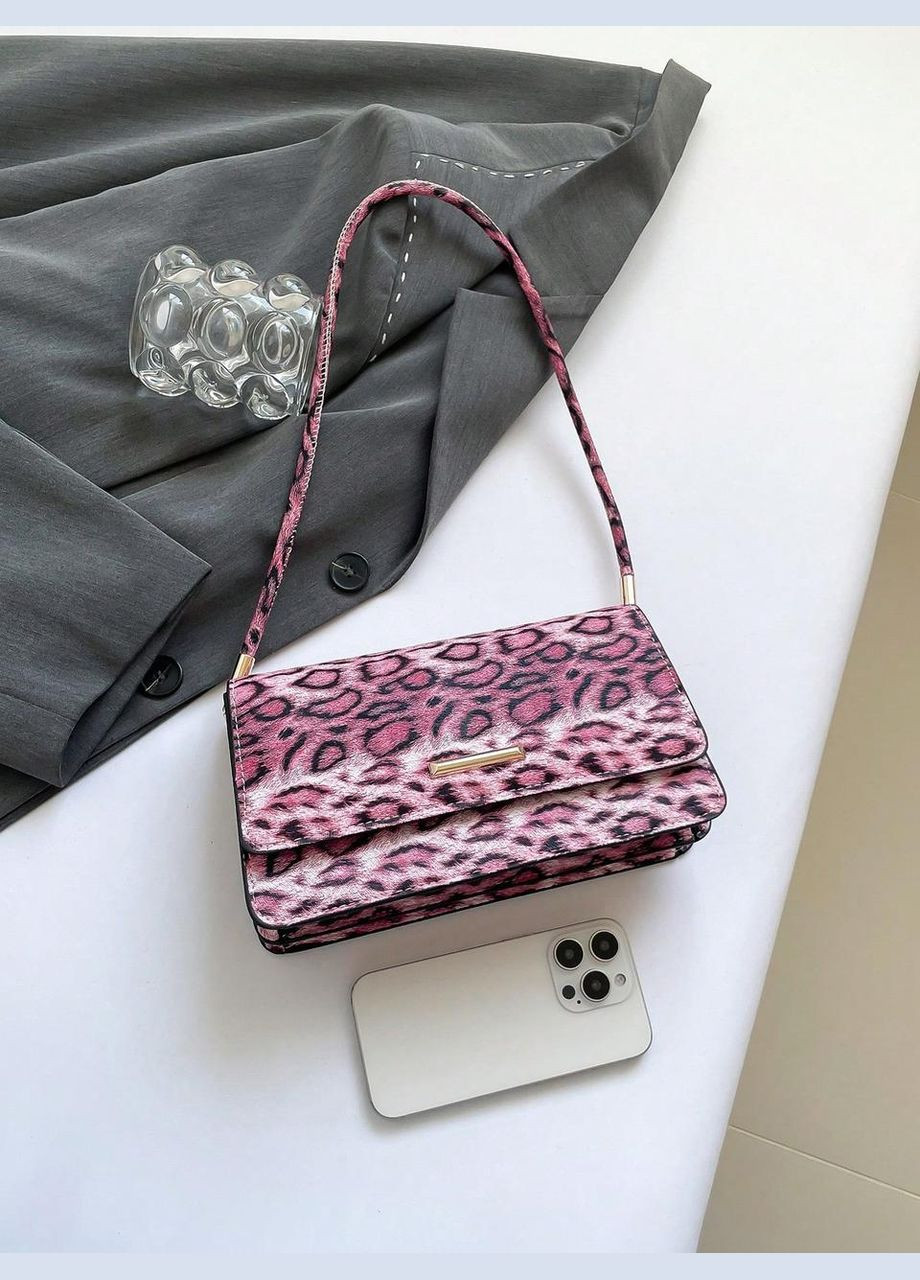 Жіноча сумка 8208 багет леопардова рожева No Brand (313235522)