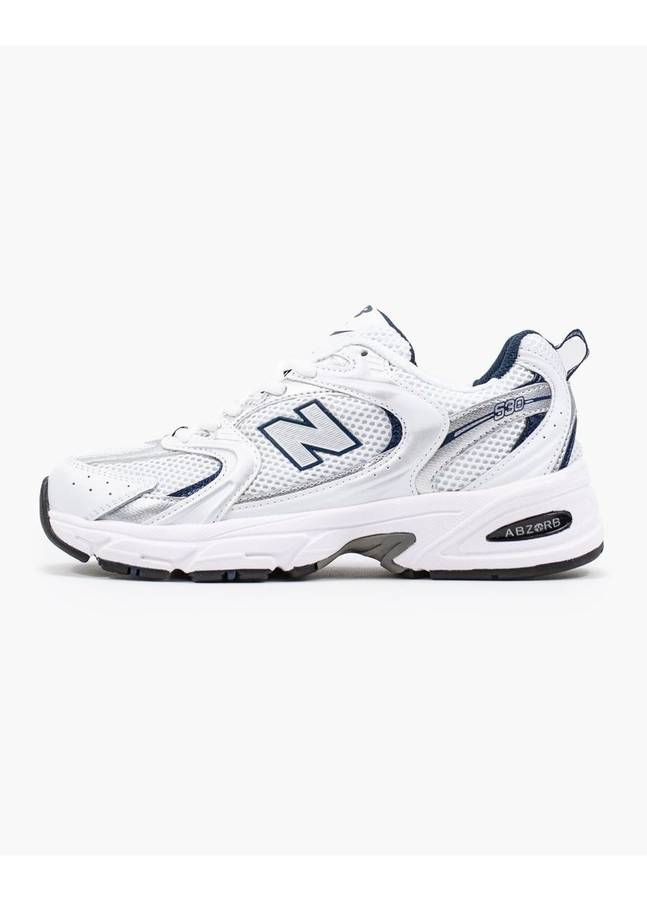 Белые всесезонные кроссовки new balance white navy No Brand 530
