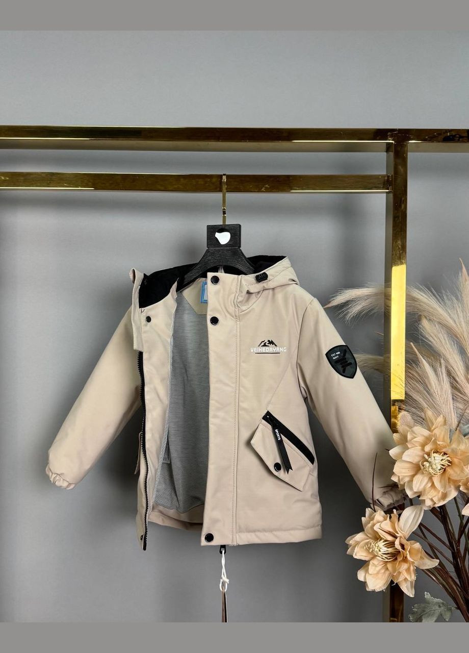 Бежева демісезонна куртка хлоп. плащівка b-802 TH&TY