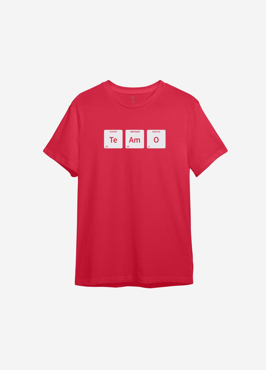 Красная всесезон футболка с принтом "te a mo" ТiШОТКА