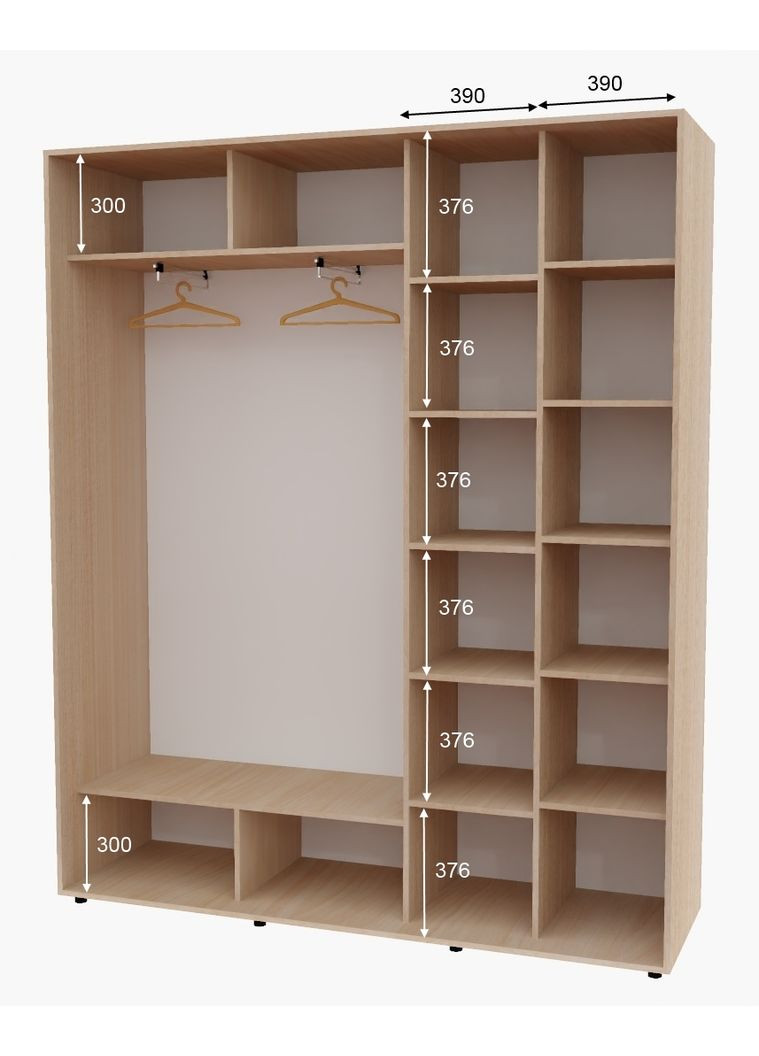 Шафа-купе дводверна 200*45*250 см Дуб молочний 2 двері ДСП + Дзеркало Алекса (360435056)