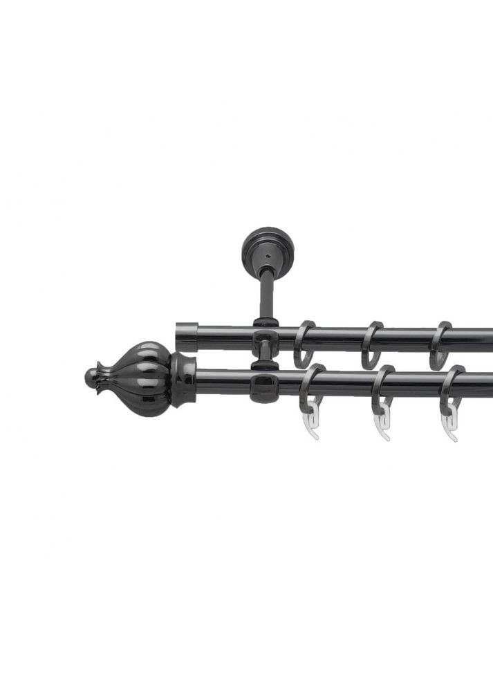 Карниз Таджа металлический двухрядный открытый гладкая труба Оникс 16\16 мм 300 см (4714321) ORVIT (300795393)