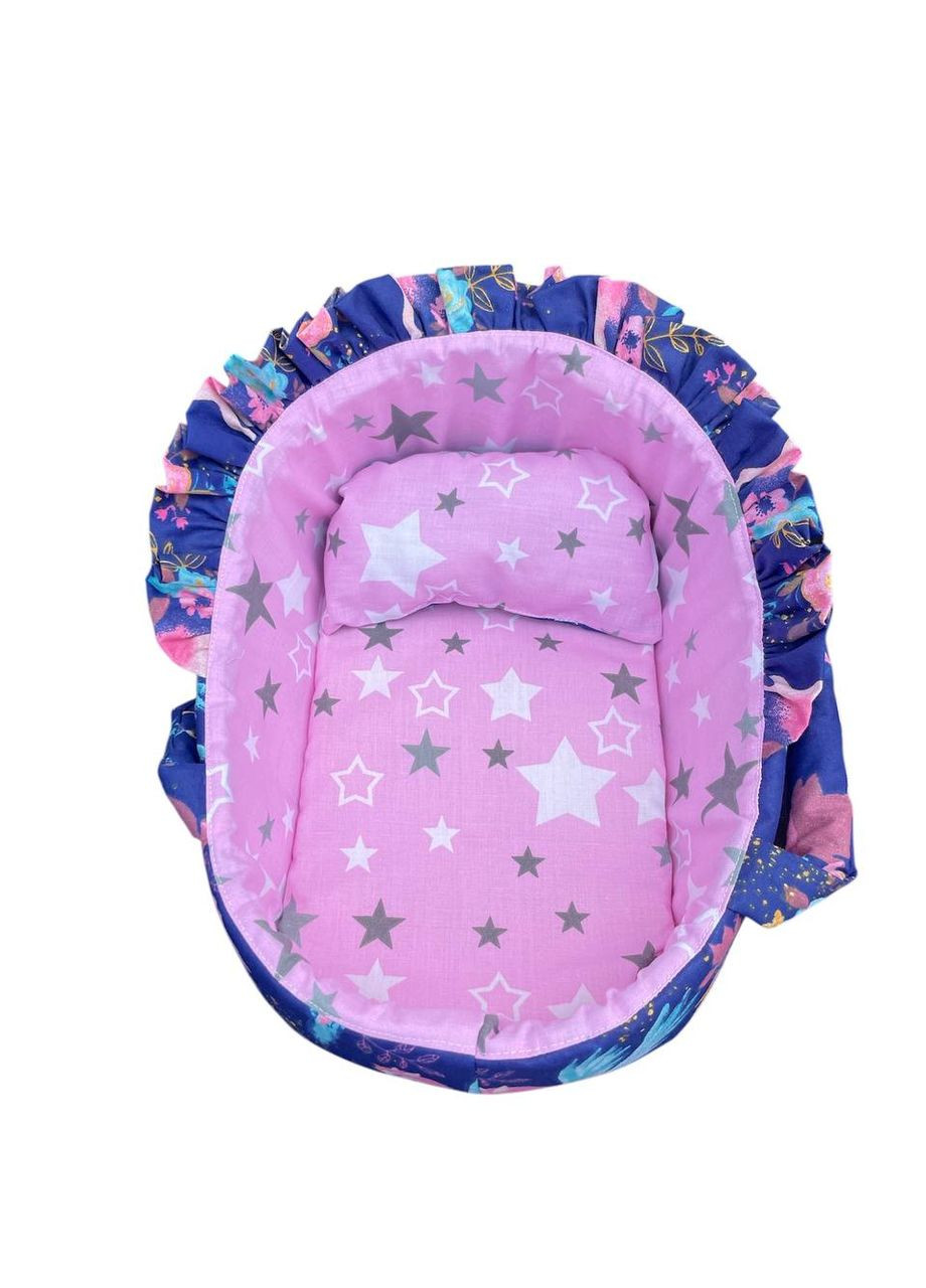 Люлька для куклы до 30 см синяя розовый единорожки402 No Brand колиска ліжечко переноска (347637763)