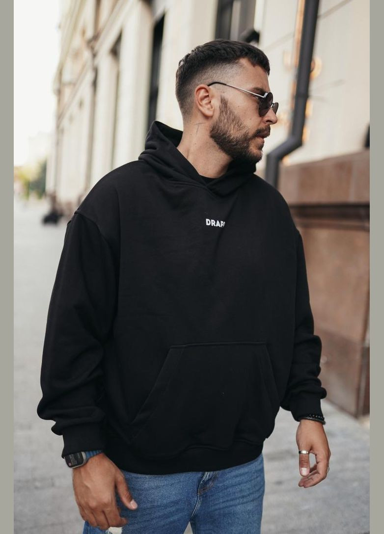 Чоловіче чорне стильне оверсайз худі з трендовим принтом No Brand (370964214)