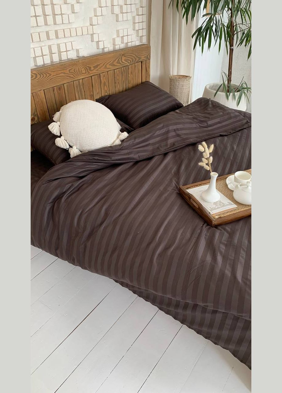 Полутораспальный КПБ микро страйп сатин "Горький шоколад" (145х210, 70х70) Glav Textile (297365346)