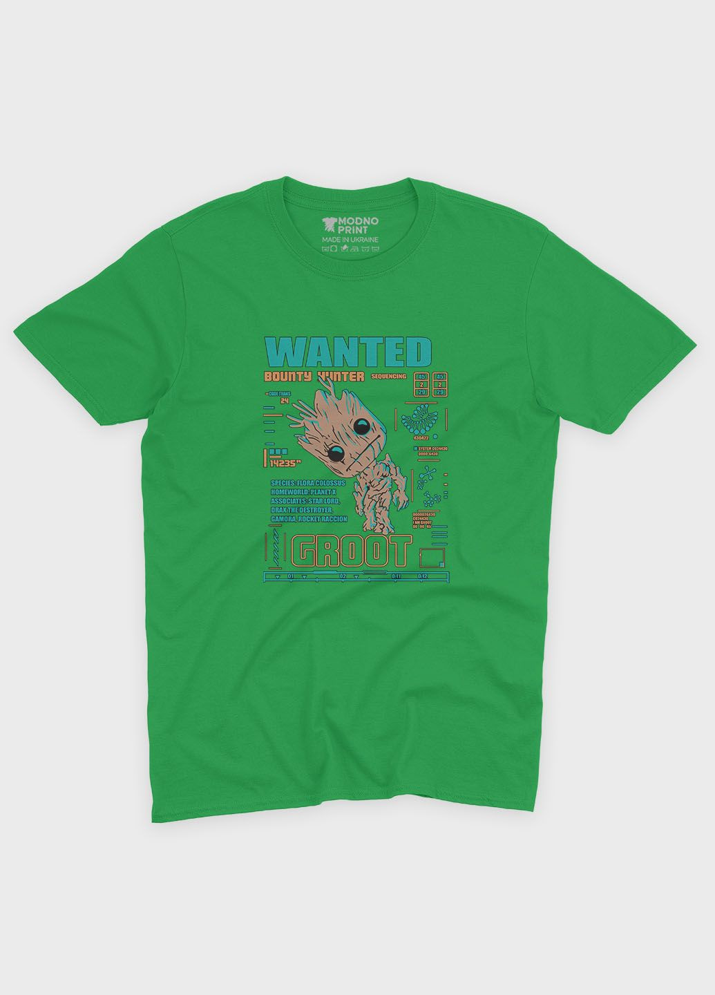 Зелена демісезонна футболка для хлопчика з принтом супергероїв - вартові галактики (ts001-1-keg-006-017-011-b) Modno