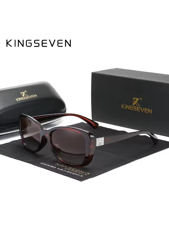 Женские поляризационные солнцезащитные очки 7260 Brown KINGSEVEN (329145039)