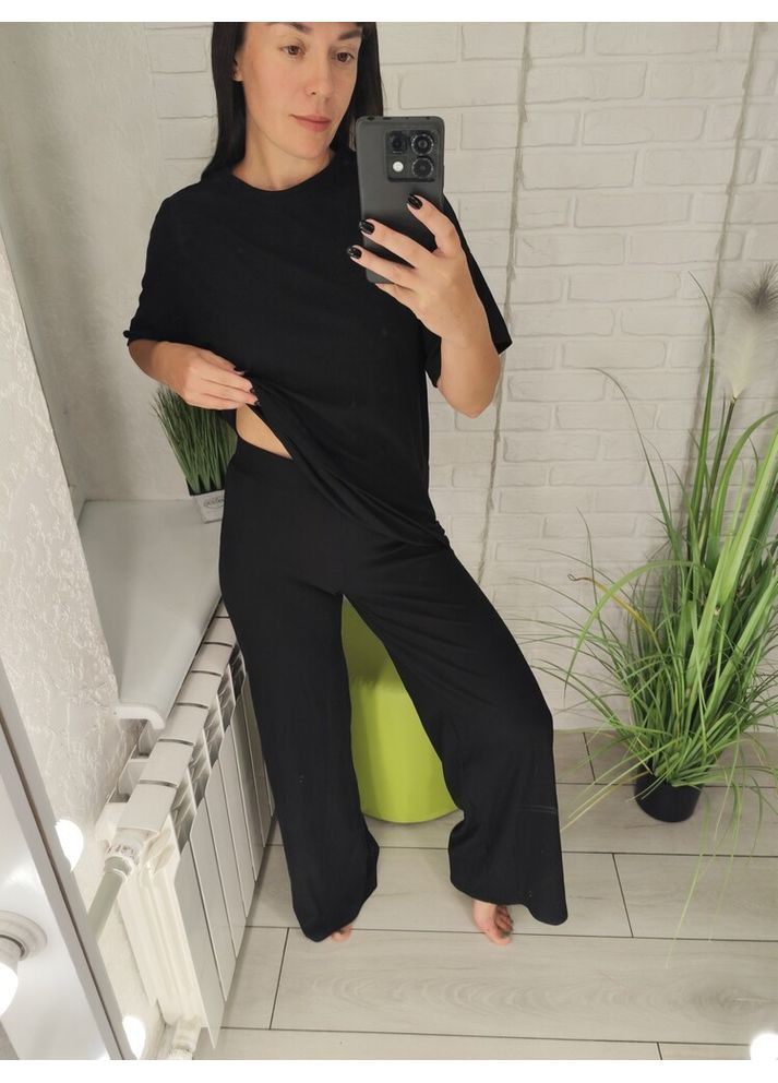 Жіночий легкий костюм рубчик з тунікою і штанами-кюлотами С-М (42-44) NONA (362590090)