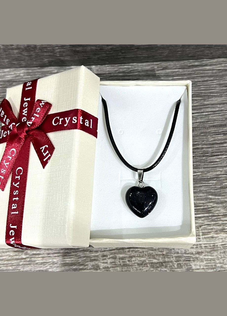 Кулон з натуральним каменем Авантюрин "Ночі Каїра" у формі міні сердечка на шнурку в подарунковій коробочці Овен (331291844)