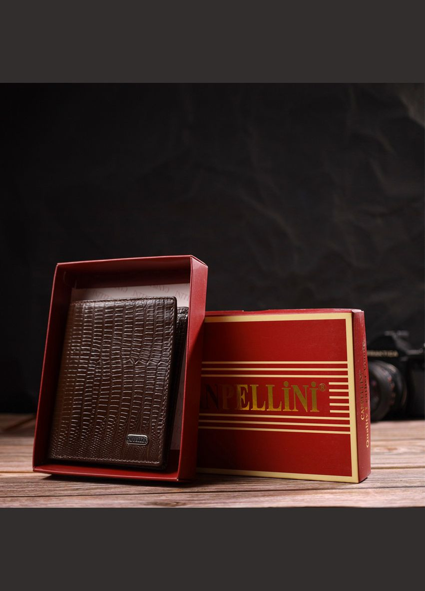 Гаманець чоловічий Шкіряний з тисненням 21927 Коричневий Canpellini (306881529)