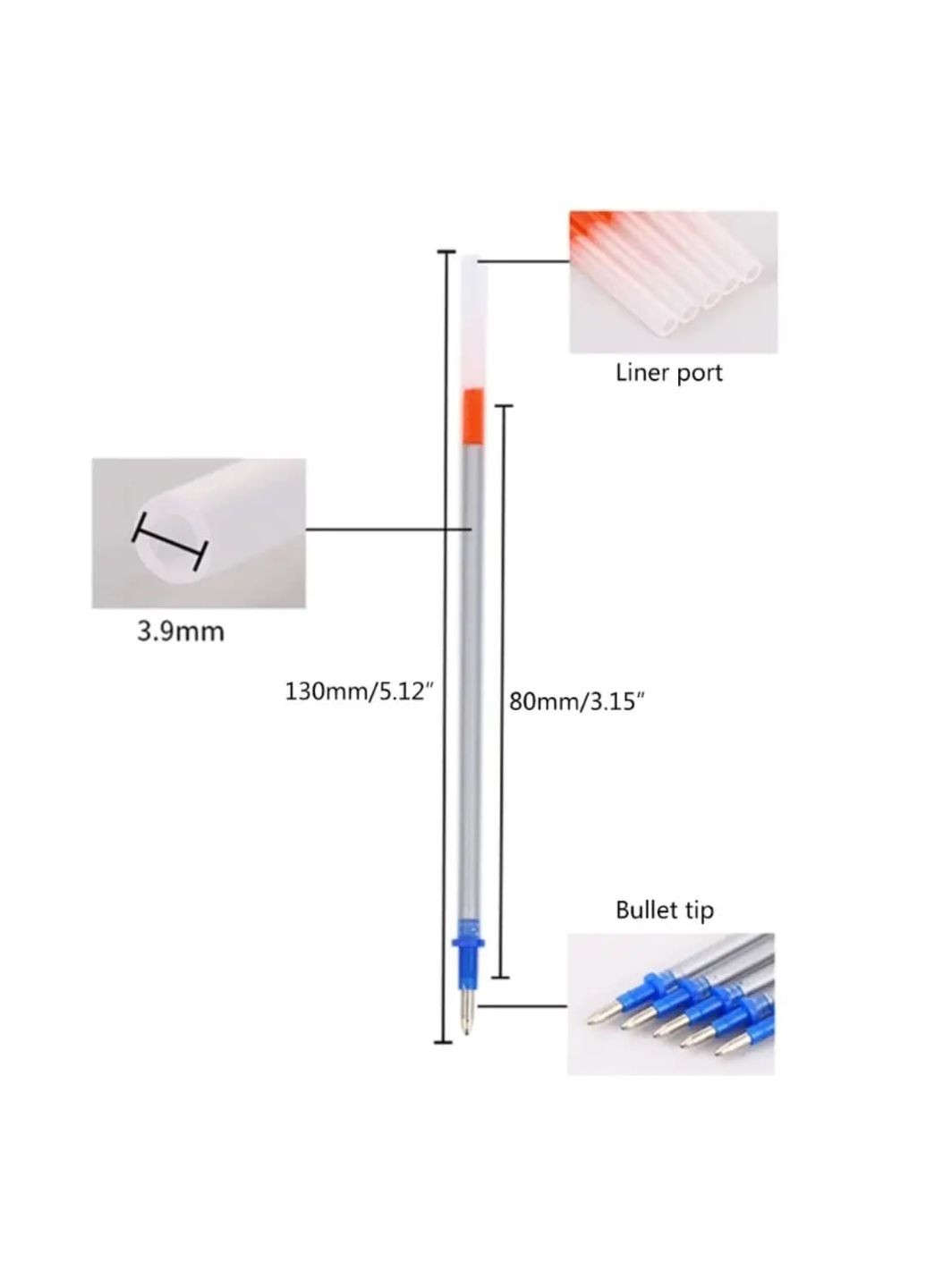 Стрижень пластиковий для розмітки шкіри 130 мм, Набір 5 штук, срібло, легко стирається Axent (327368267)