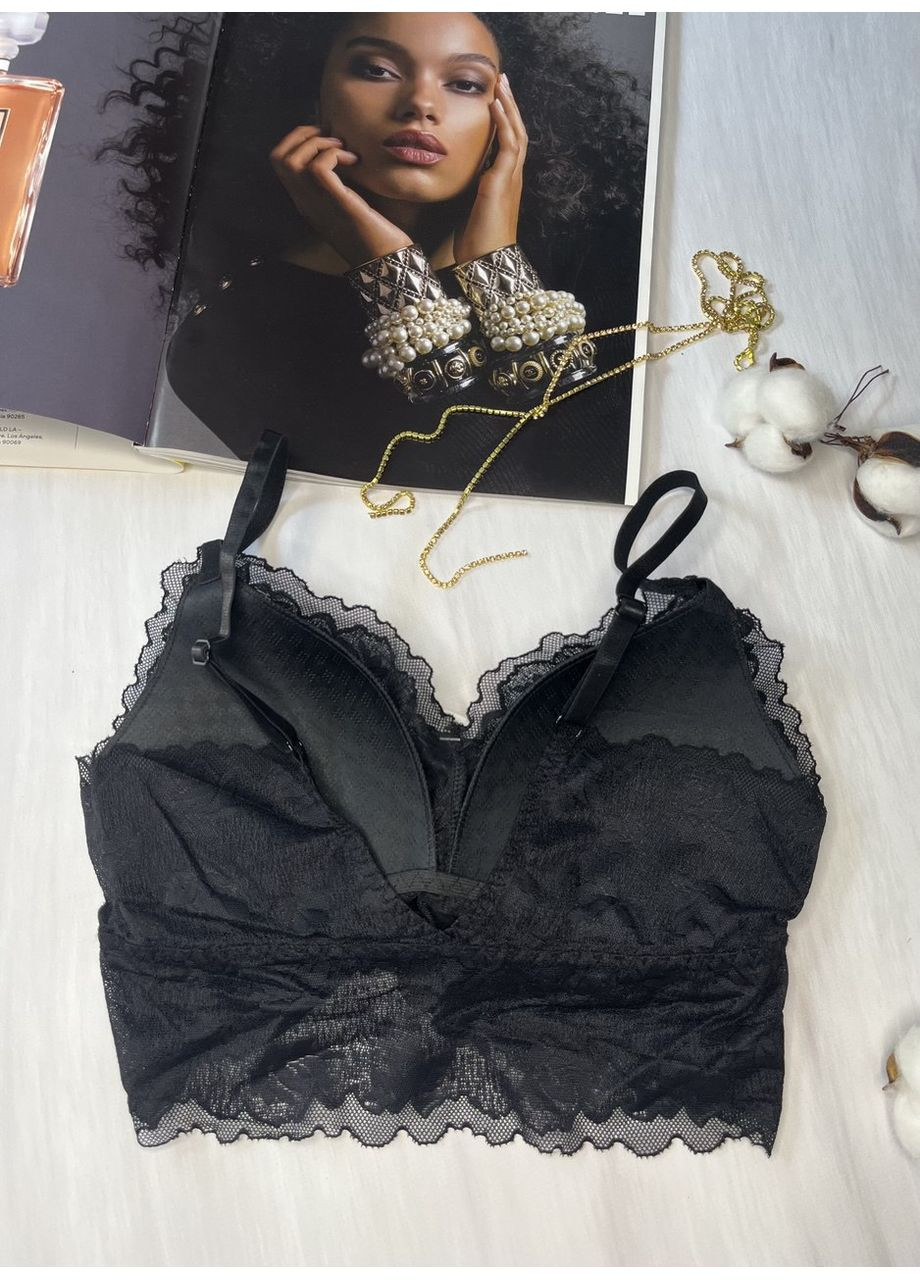 Чорний топ топ мереживний з вирізом на спині Beisdanna без кісточок