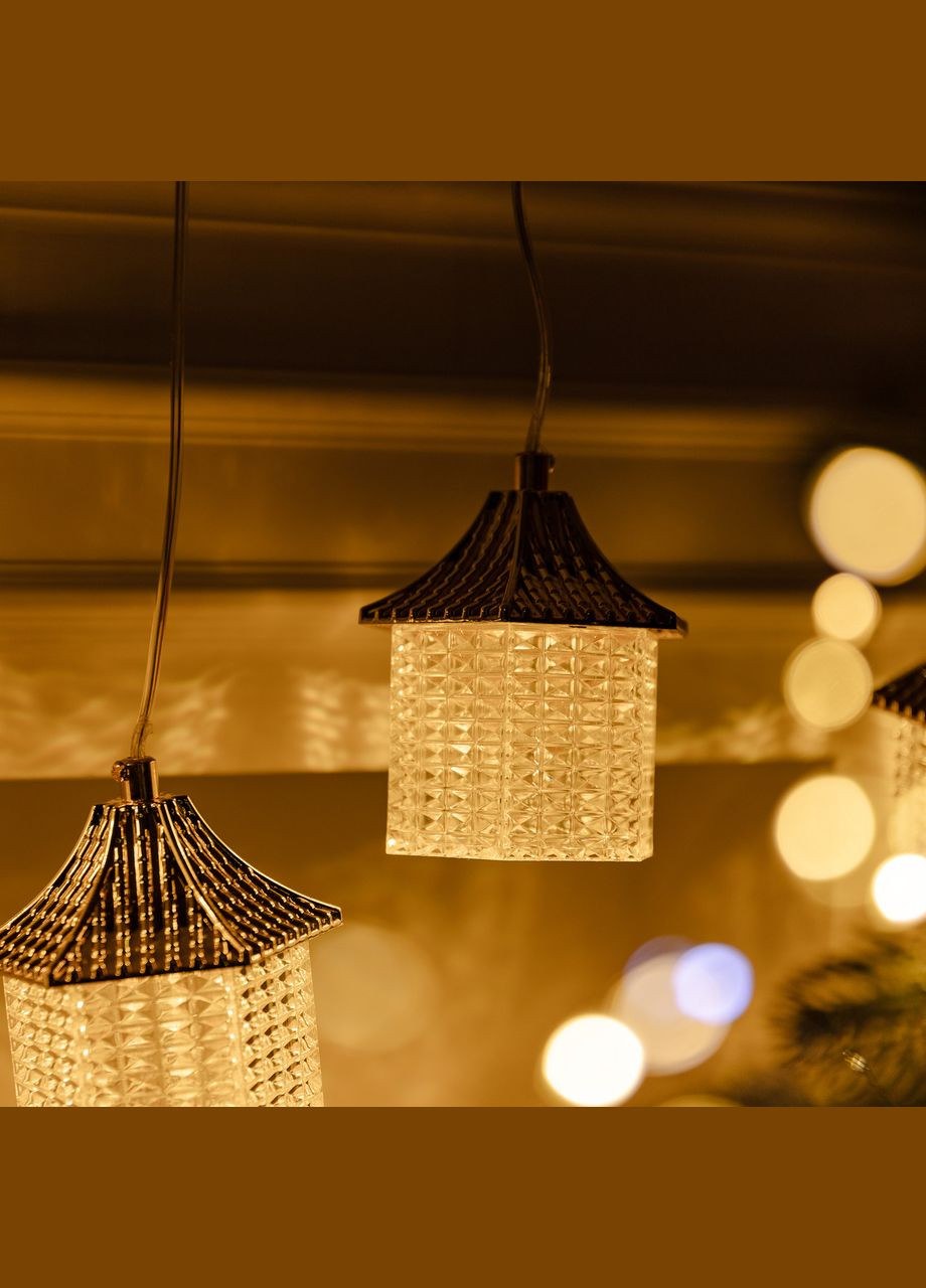 Гирлянда штора с фигурками Фонарь 3 метра 6 ламп теплый желтый свет 6L3MLIG Garlando (306849848)