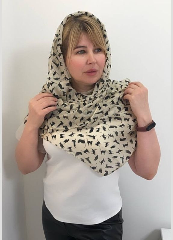 Женский шарф платок шифоновый Cats 155см*70см PTR No Brand (317763620)
