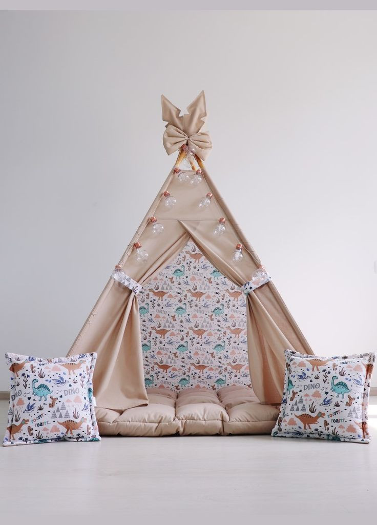 Дитячий вігвам "Динозаврики" з ковриком БОН БОН. Повний комплект No Brand (316256916)