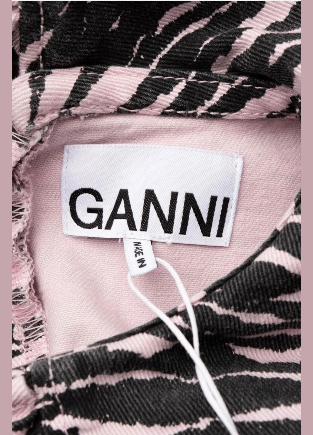 Світло-рожева святковий, коктейльна, спортивна, повсякденний, карнавальний, джинсова, вечірня, домашній, пляжна, кежуал джинсова сукня міні з тигровим рожевим принтом оверсайз, а-силует Ganni тигровый