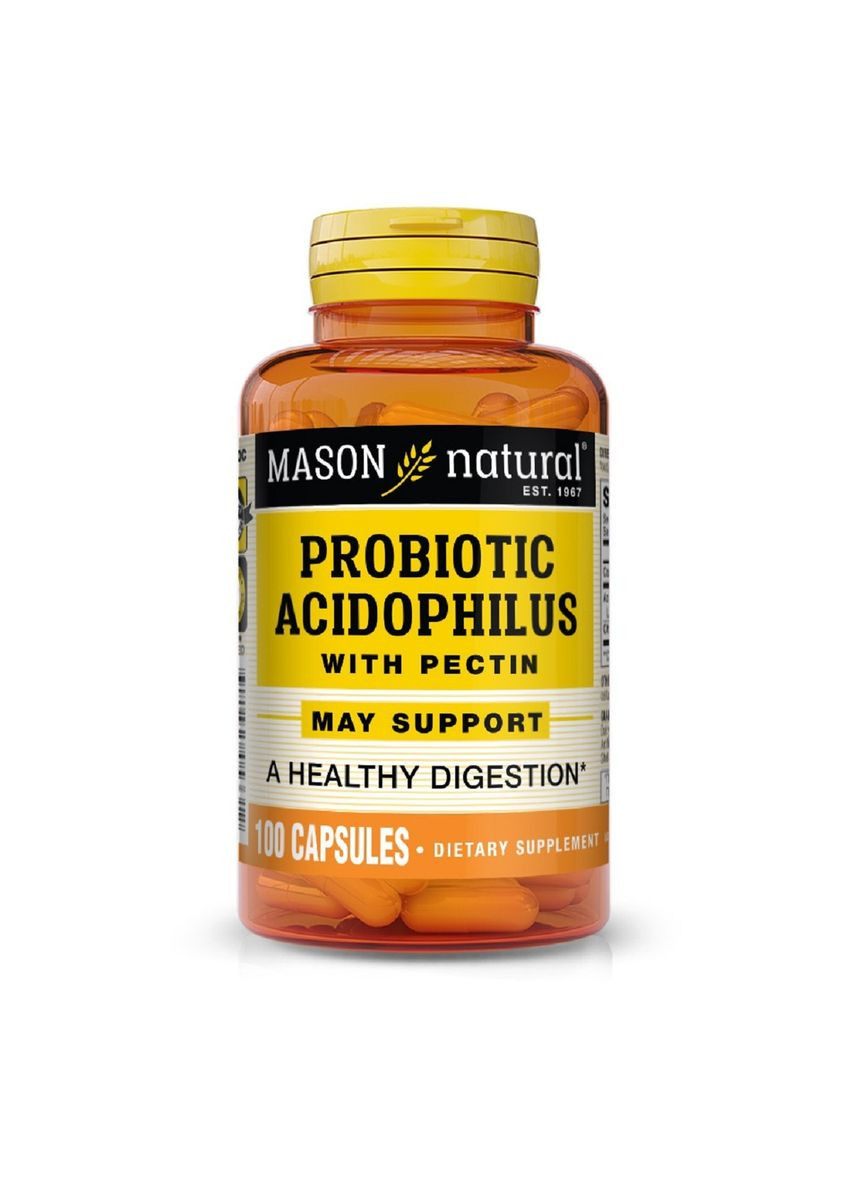 Пробиотик с пектином, Probiotic Acidophilus With Pectin, 100 капсул Mason Natural (330626695)
