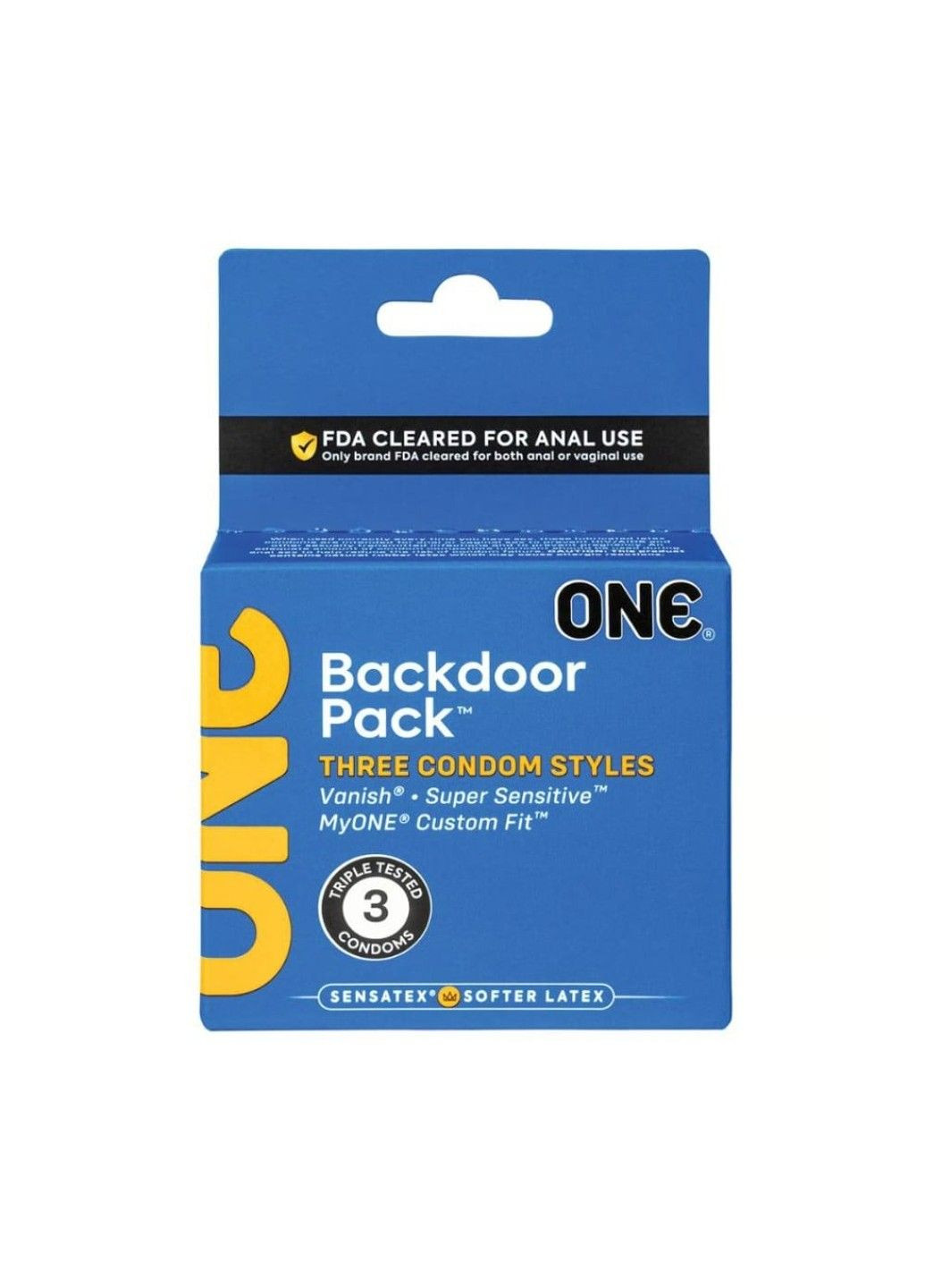 Презервативи універсальні Backdoor Pack для вагінального та анального сексу (ціна за упаковку, 3 шт.) One (327876609)