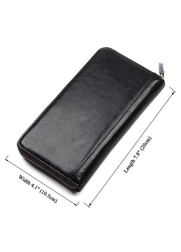 Вместительная кожаная визитница с молнией для визиток и телефона черная (sku_14605) No Brand (330012825)