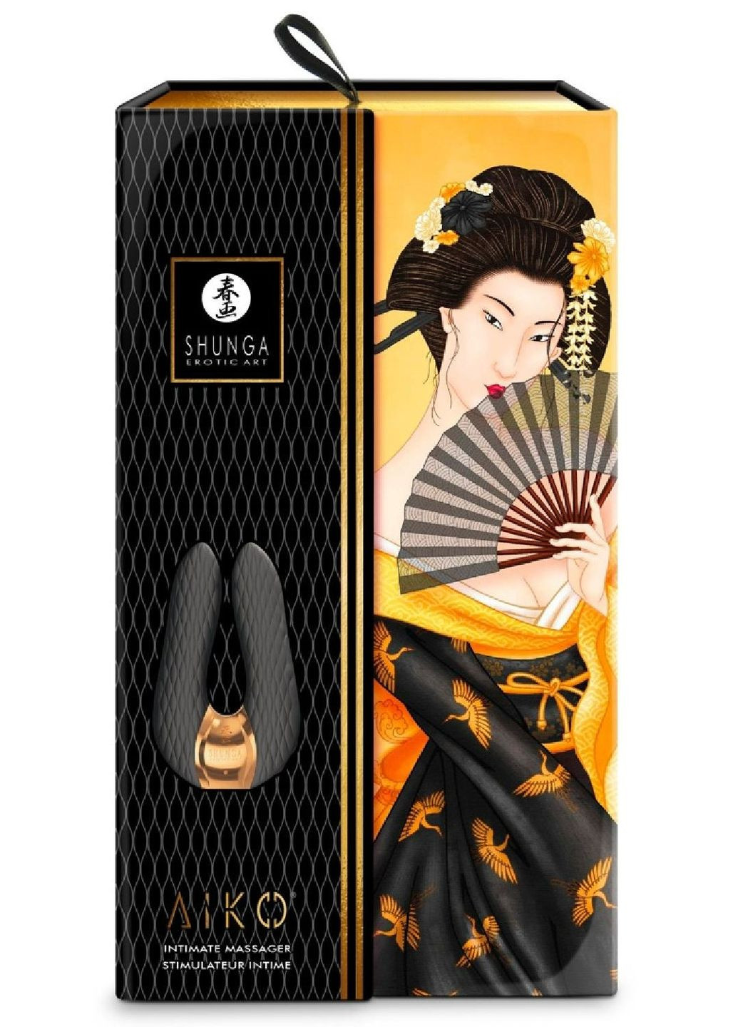 Клиторальный вибратор Aiko черного цвета, 10.5 см х 6.5 см Shunga (297134374)